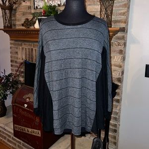 Comfy USA Tunic Top Black Grey Striped XS